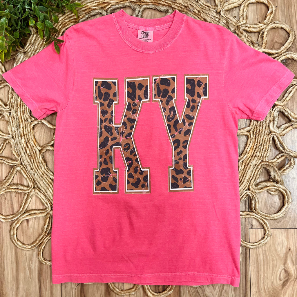 Women’s Pink KY Leopard Print Tee