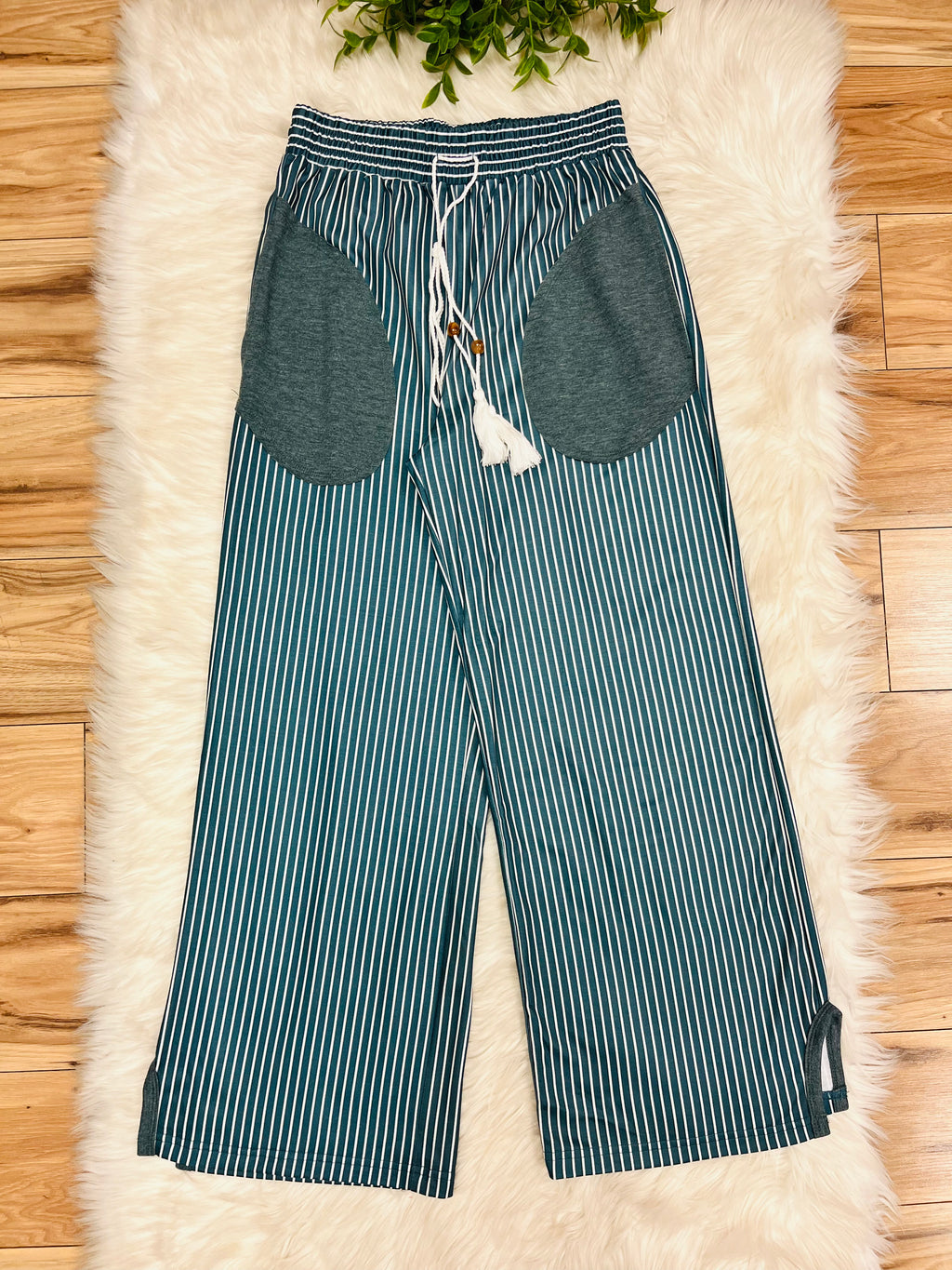 Women’s Evermmee Dark Teal Stripe Pant Set- True to Size