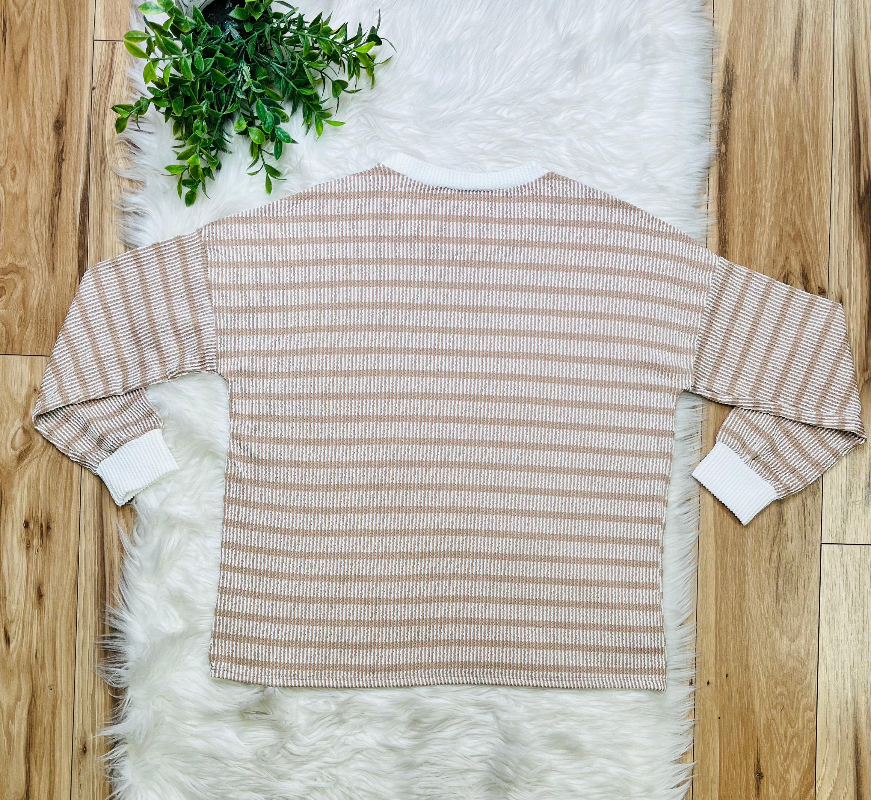 Women’s Zenana Ash Mocha Striped Ribbed Pant Set