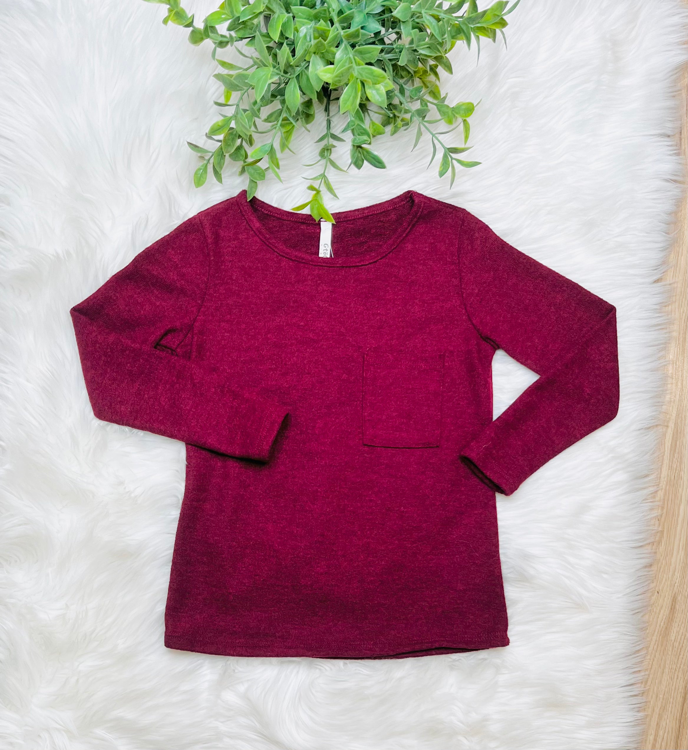 Girl’s Maroon Pocket Top