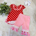 Girls Polka Dot Cherries Hi-Low Top Set