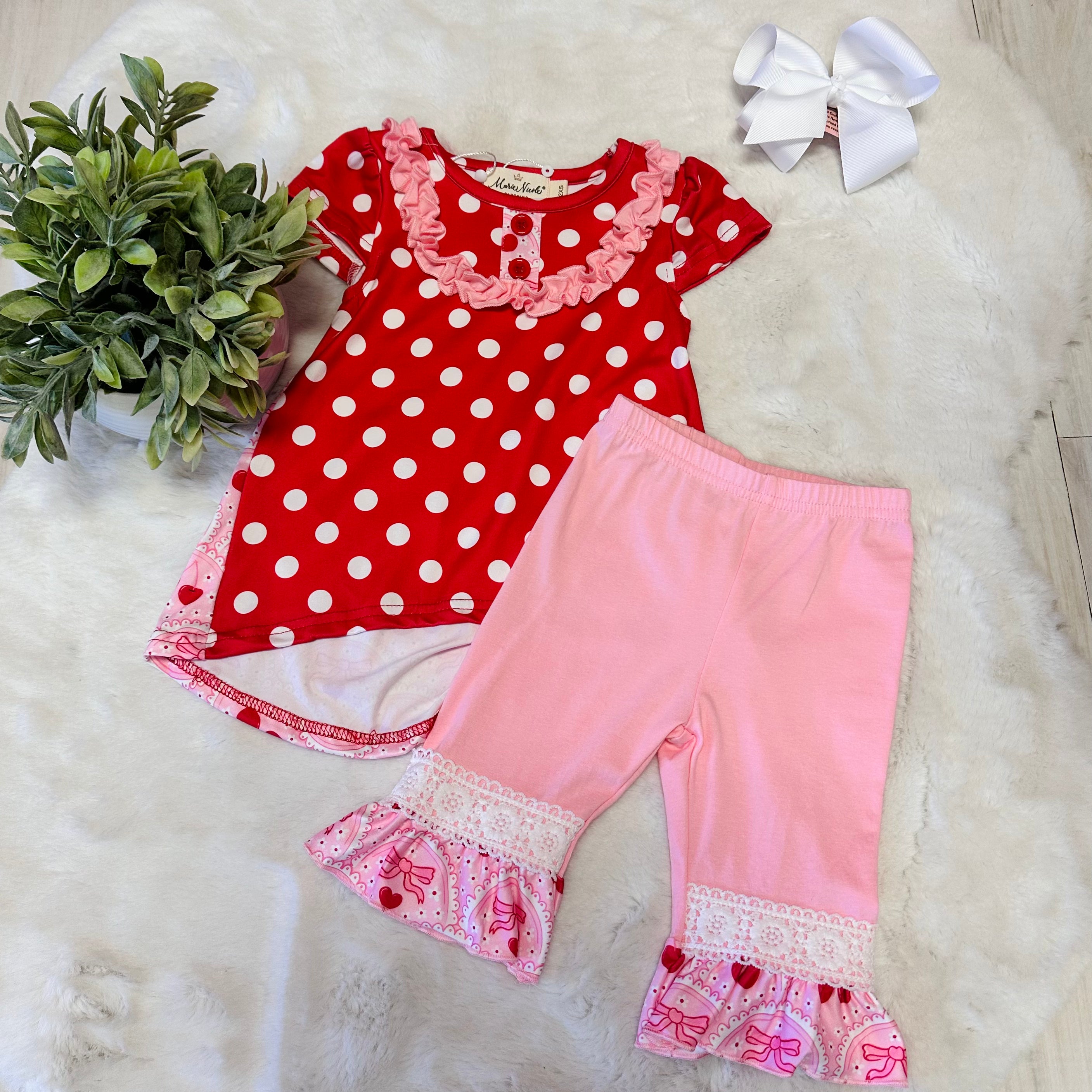 Girls Polka Dot Cherries Hi-Low Top Set