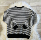 Women’s Evermmee Classy Bow Stripped long sleeve Blouse - True to Size