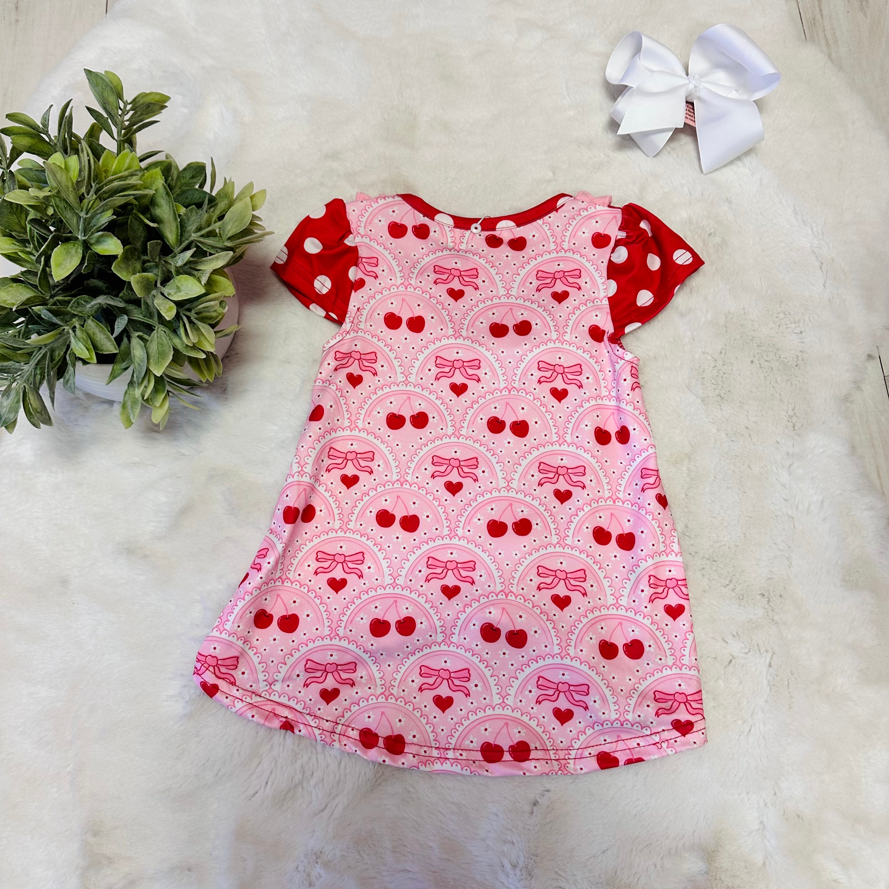 Girls Polka Dot Cherries Hi-Low Top Set