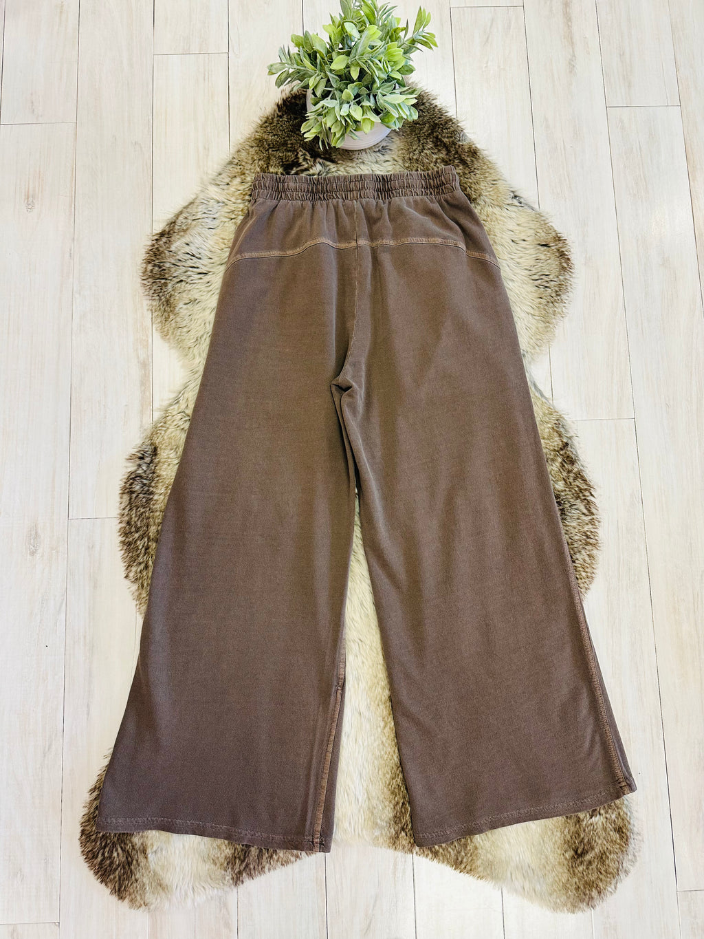 Women’s Brown Wide Leg Crop/Petite Pants by Zenana- True to Size