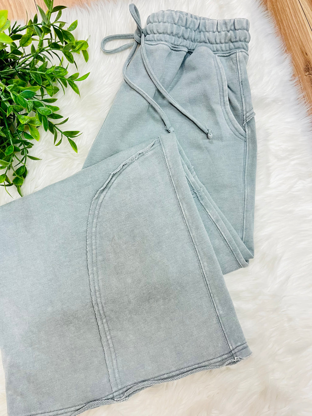 Women’s Zenana Sleet Grey Wide Leg Acid Wash Pants- Oversized
