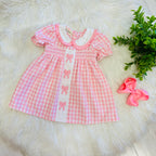 Girl’s Pretty Bows Pink Gingham Embroidered Dress