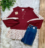 Women’s Bibi Marsala Floral Detail Top- True to Size