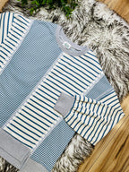 Women’s Very J Denim Blue and Cream Stripe Patch Top