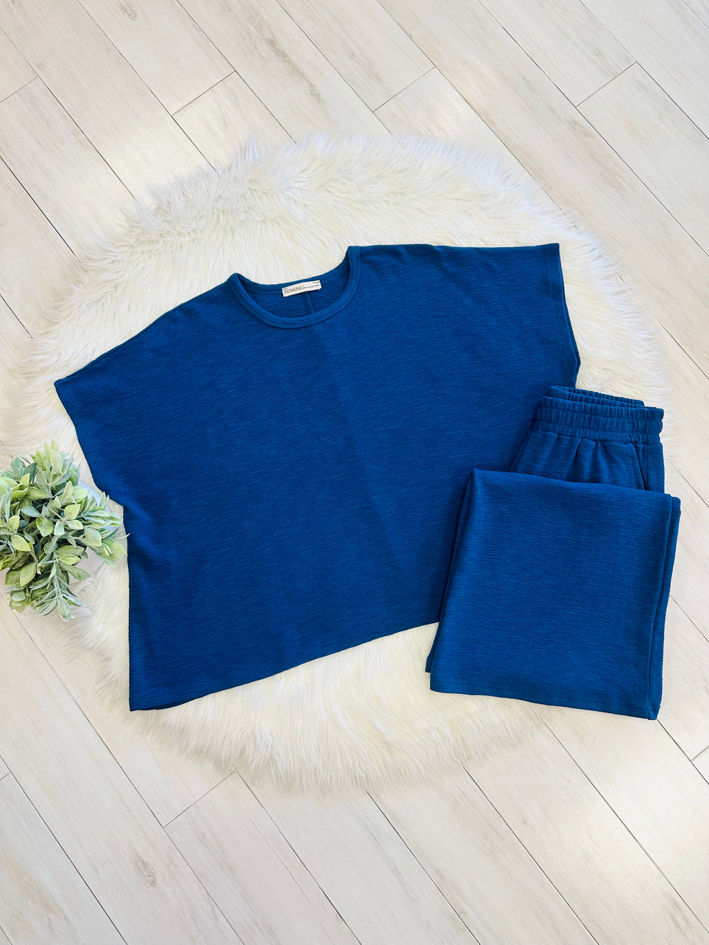 Women’s Zenana Blue Sleeveless Pant Set