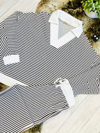 Women’s Zenana Brown & White Long Sleeve Stripped Set