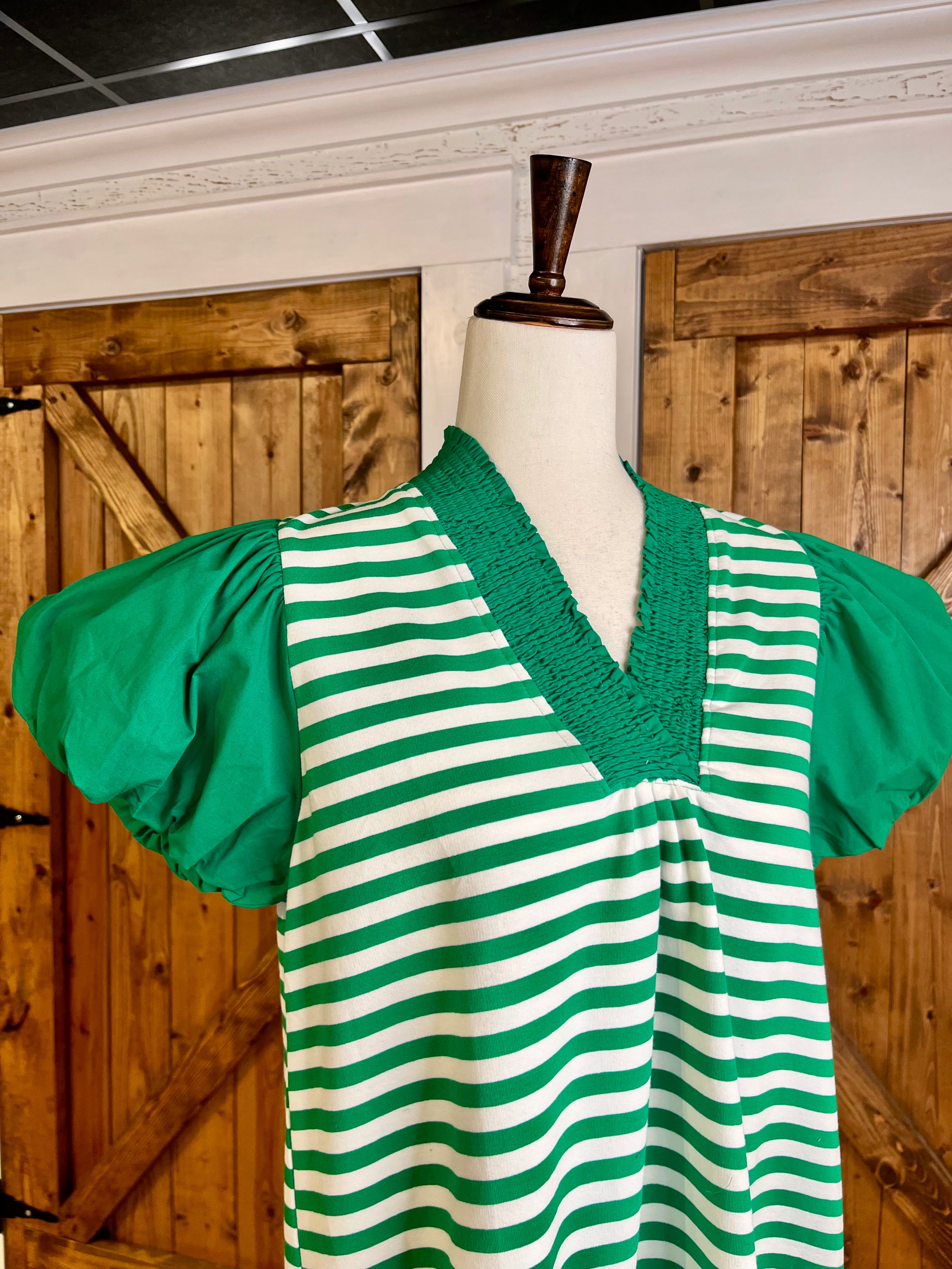 Women’s Umgee Kelly Green Stripped dress