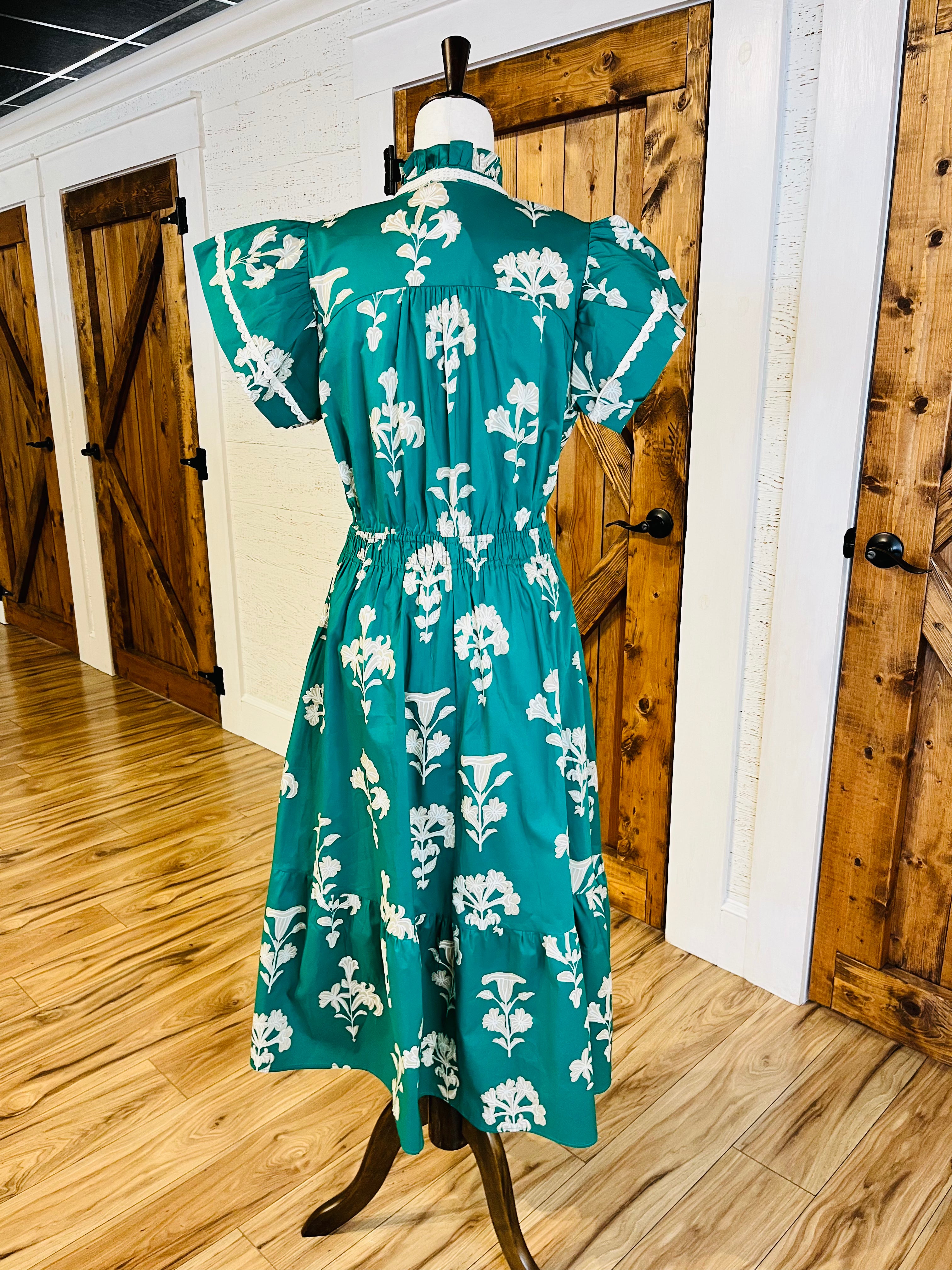 Women’s Umgee Green Floral Lace Detail Dress