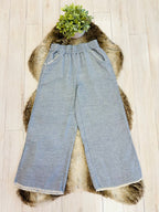 Women’s Umgee Light Blue Wide Leg Pants with Frayed Hem- Loose Fit