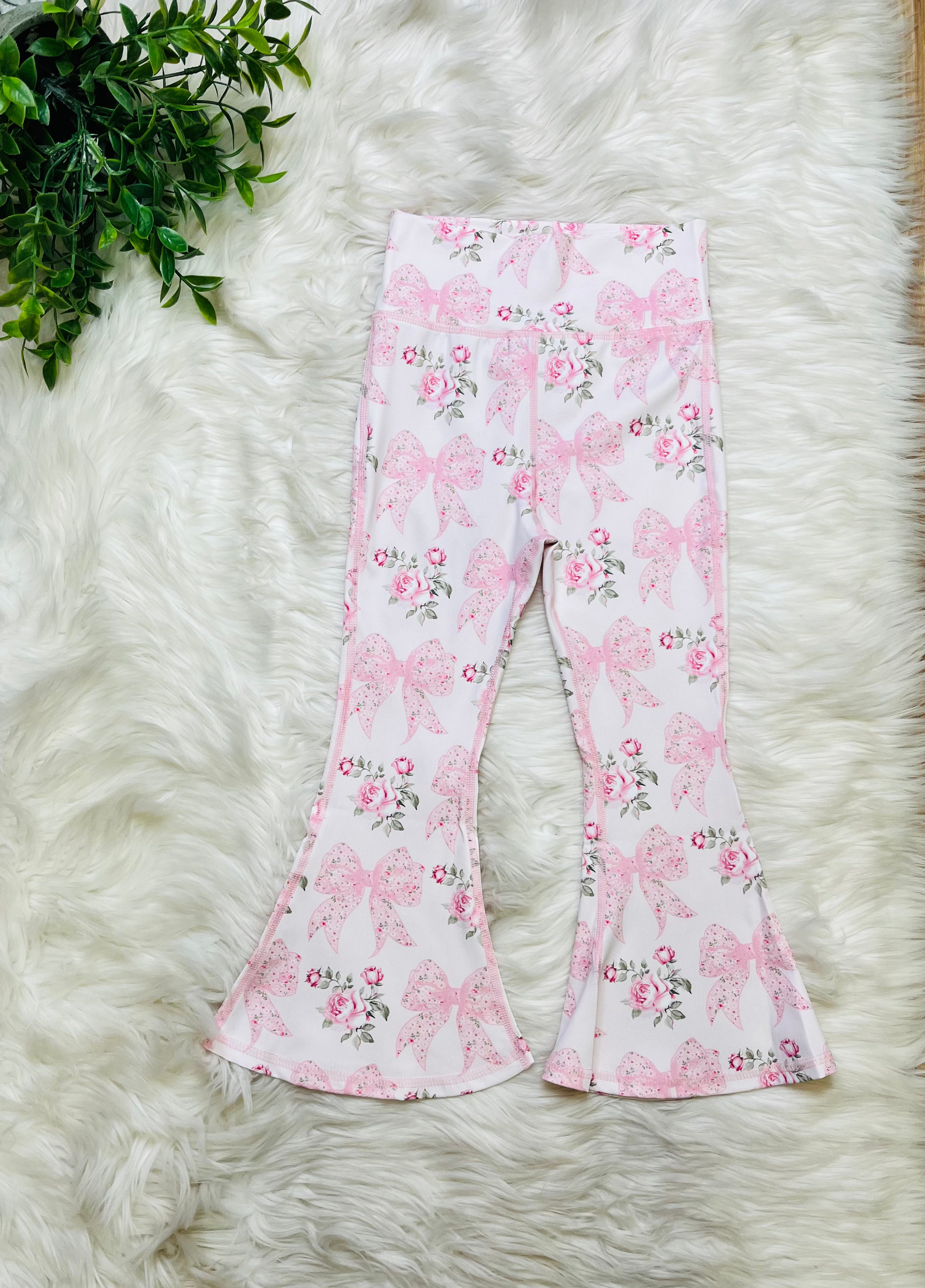Girl’s Pink Rose Bow Hooded Outfit Set
