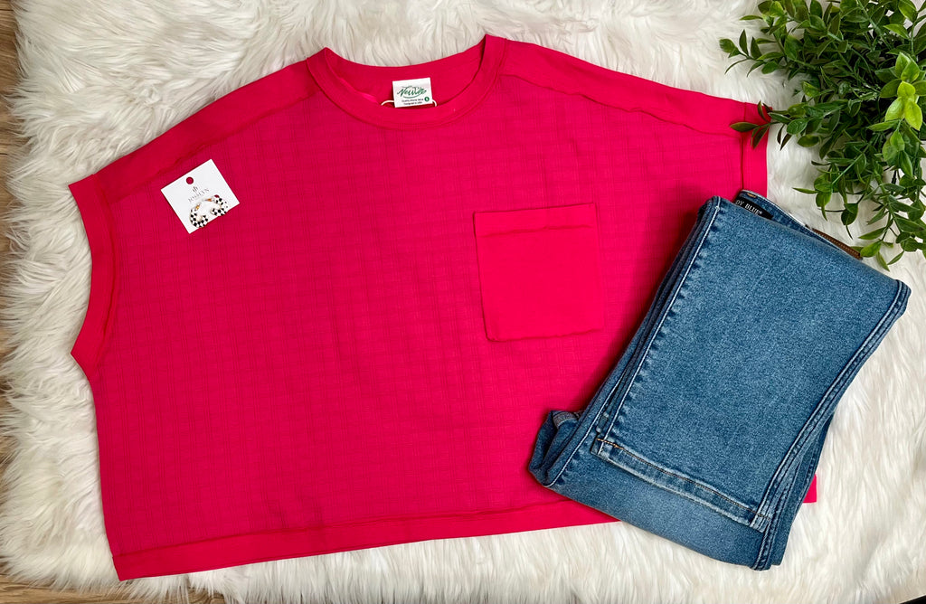 Women’s Very J Fuchsia Oversized Pocket Top