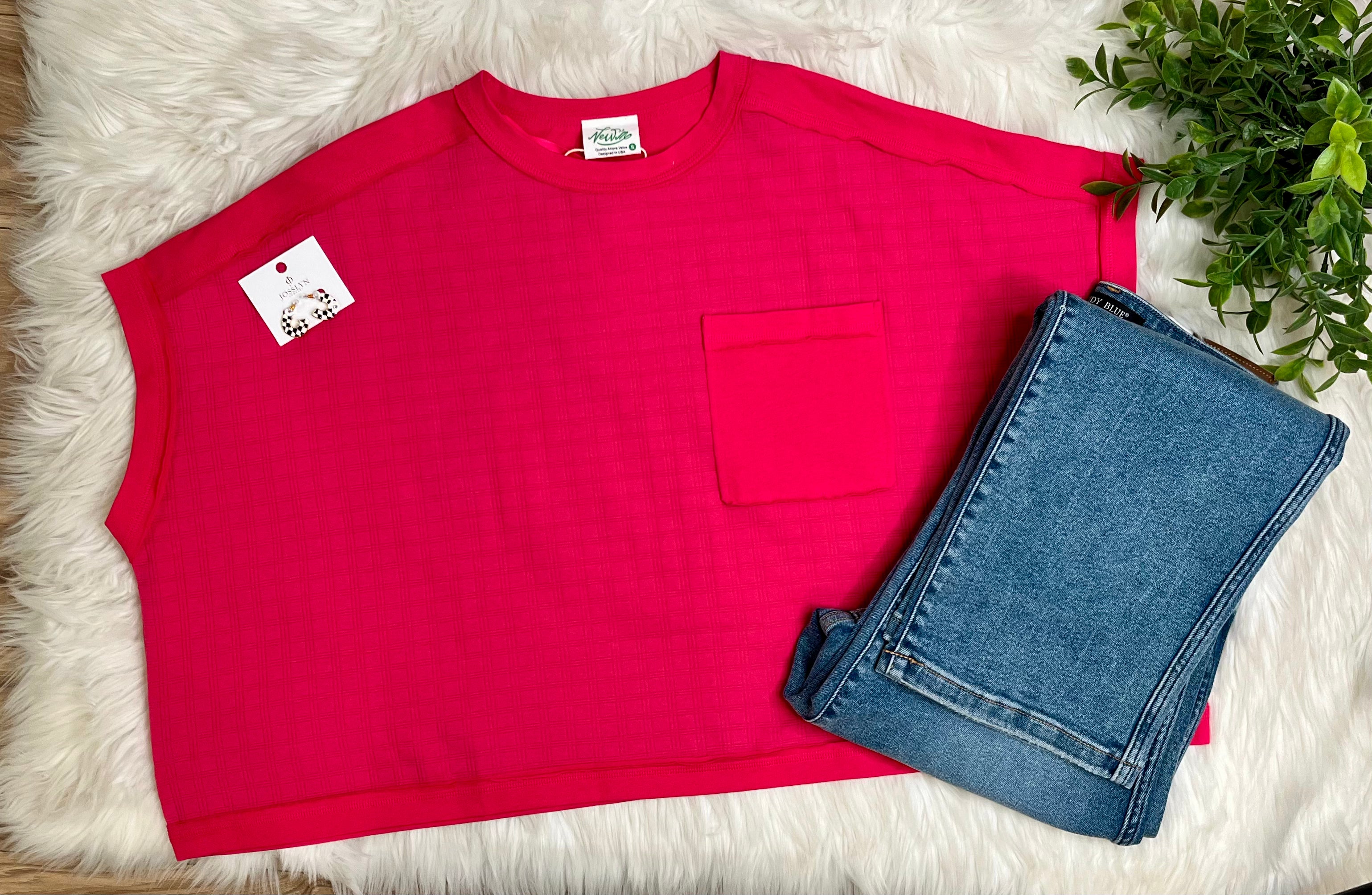Women’s Very J Fuchsia Oversized Pocket Top