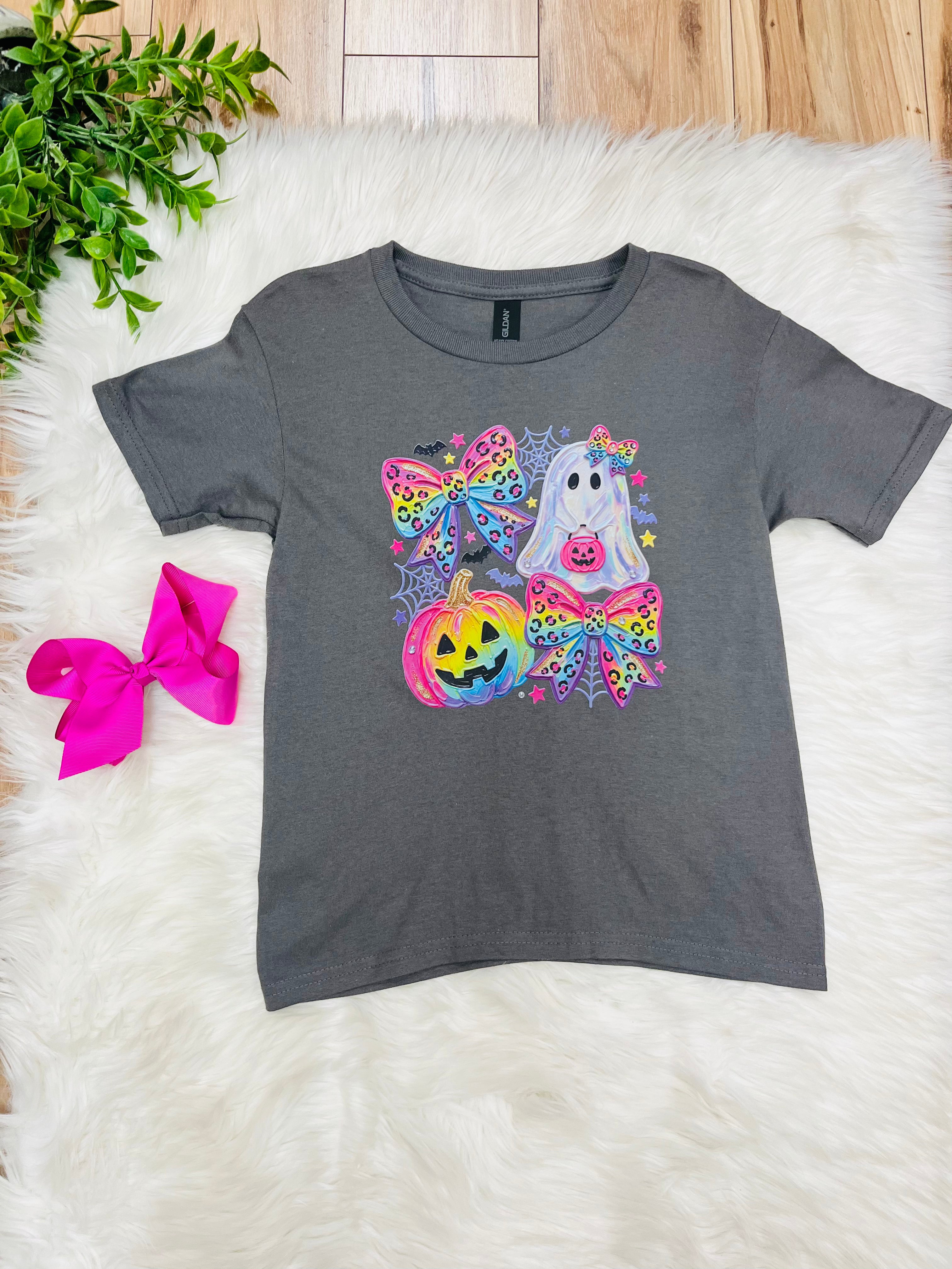 Girl’s Grey Halloween Tee Multi Color