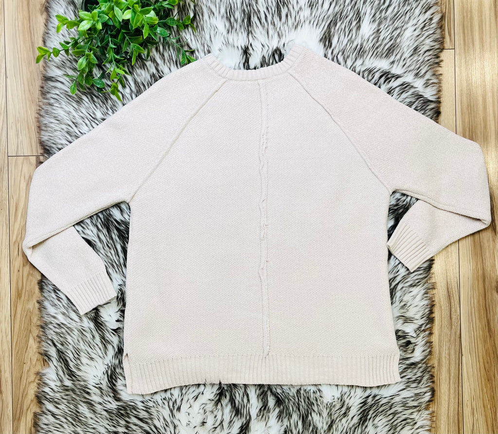 Women’s Zenana Sand Beige Exposed Seam Sweater Top- True to size