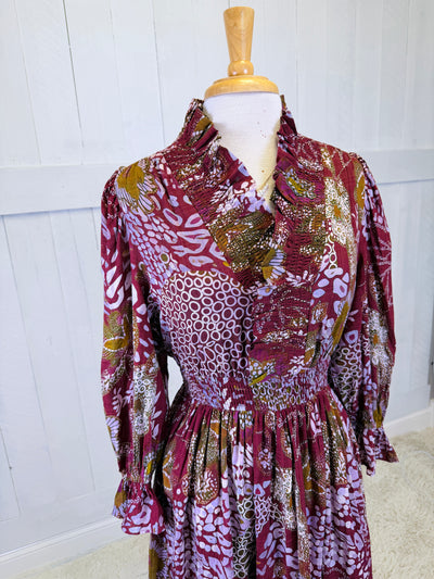 Women’s Umgee Merlot Mixed Print Midi Dress