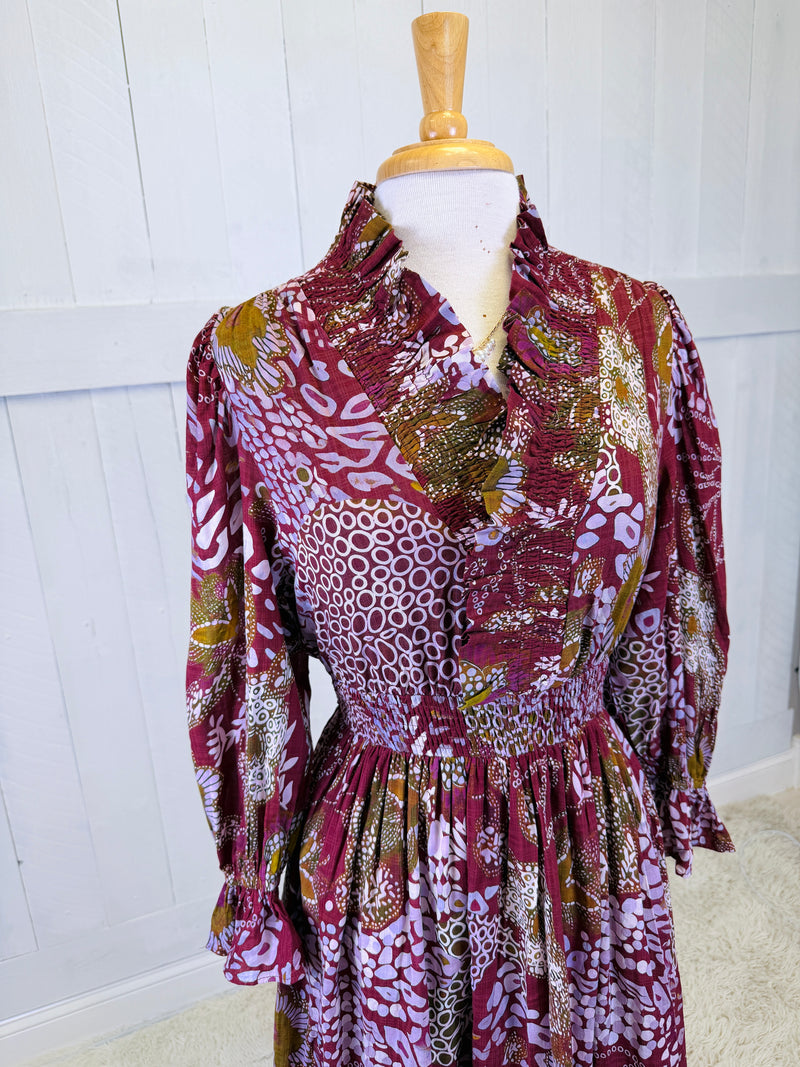 Women’s Umgee Merlot Mixed Print Midi Dress