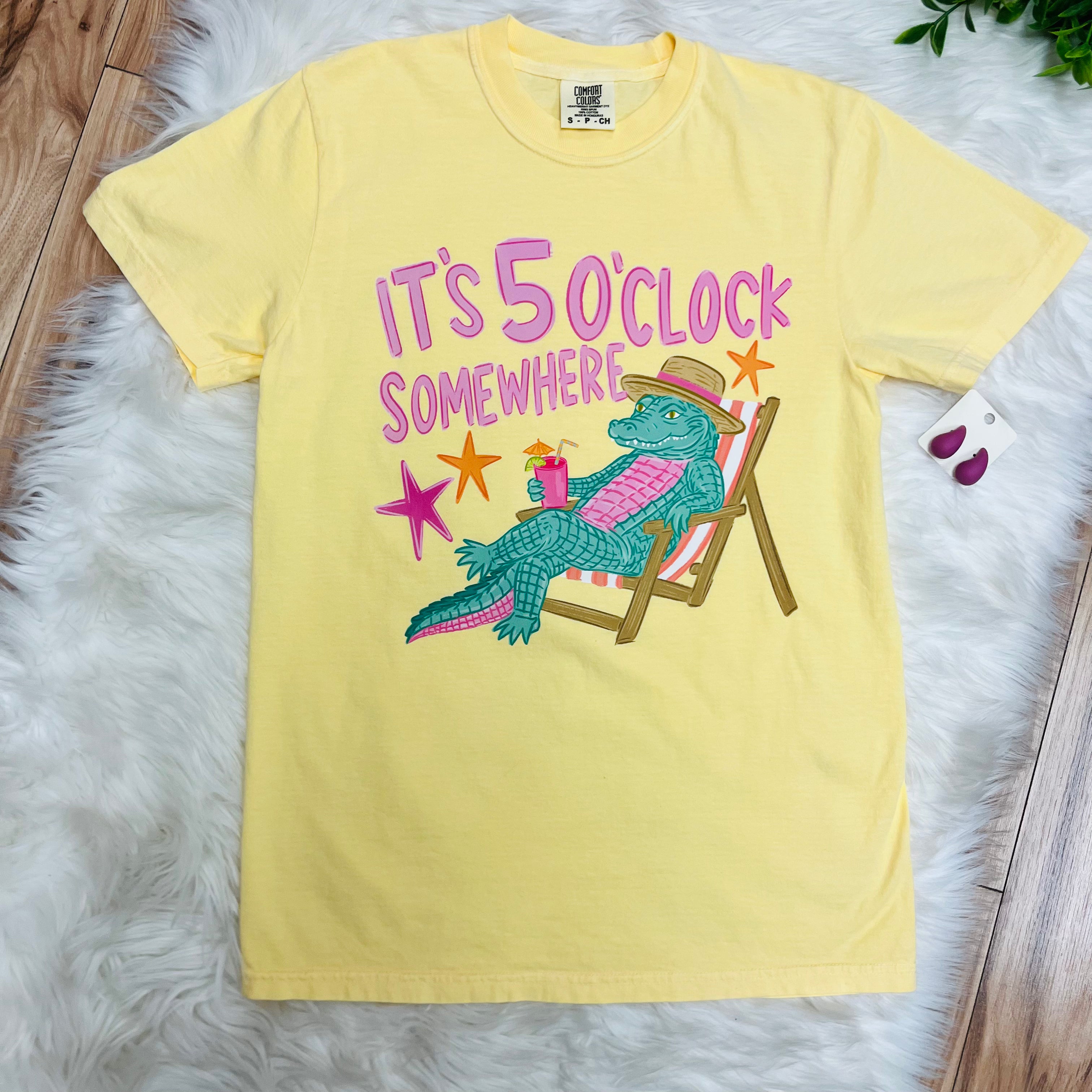 Women’s Yellow “It’s 5 O’Clock Somewhere” Graphic Tee