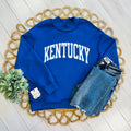 Women’s Evermmee Reversible Blue Kentucky Crewneck with Leopard Print