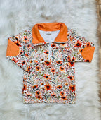 Girl’s Orange Floral Skort Set