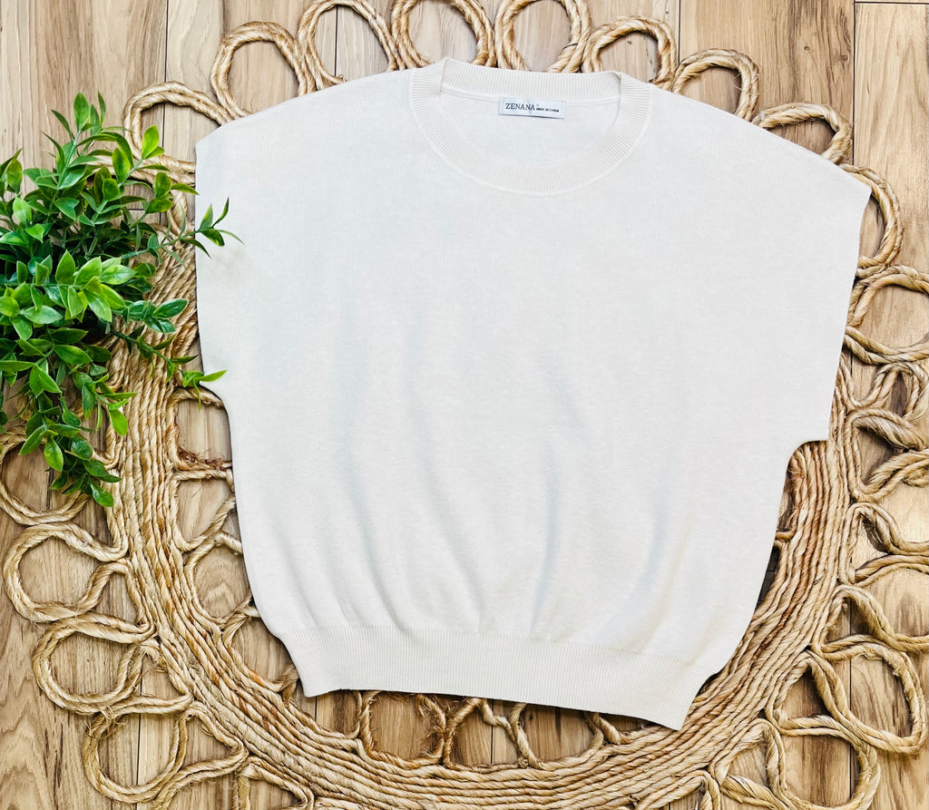 Women’s Zenana Sand Beige Sweater Vest Top