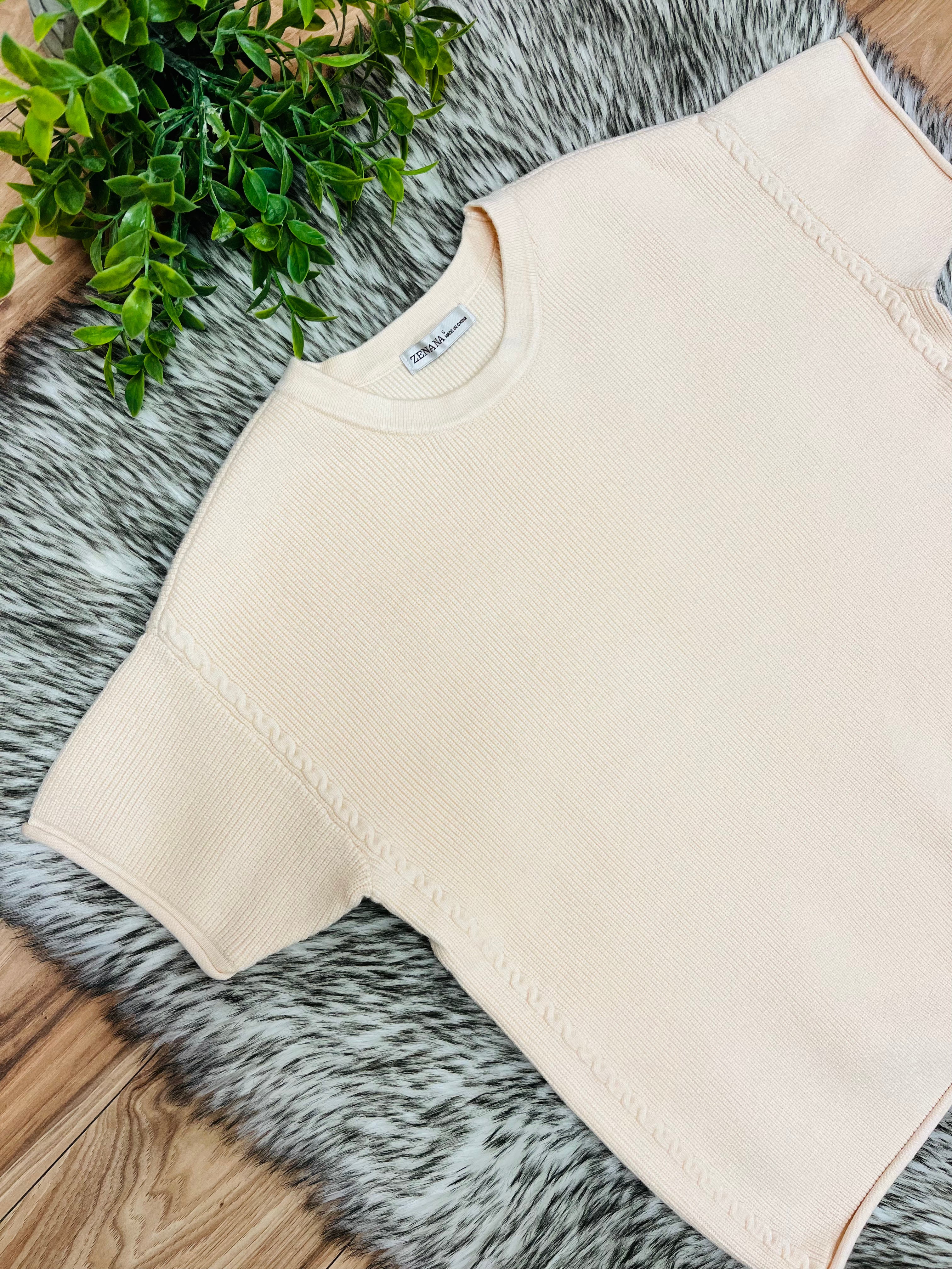 Women’s Zenana Light Beige Sweater Top-True to Size