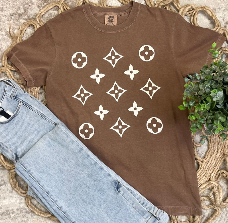 Comfort color brown pattern tee - Mini Mee Boutique