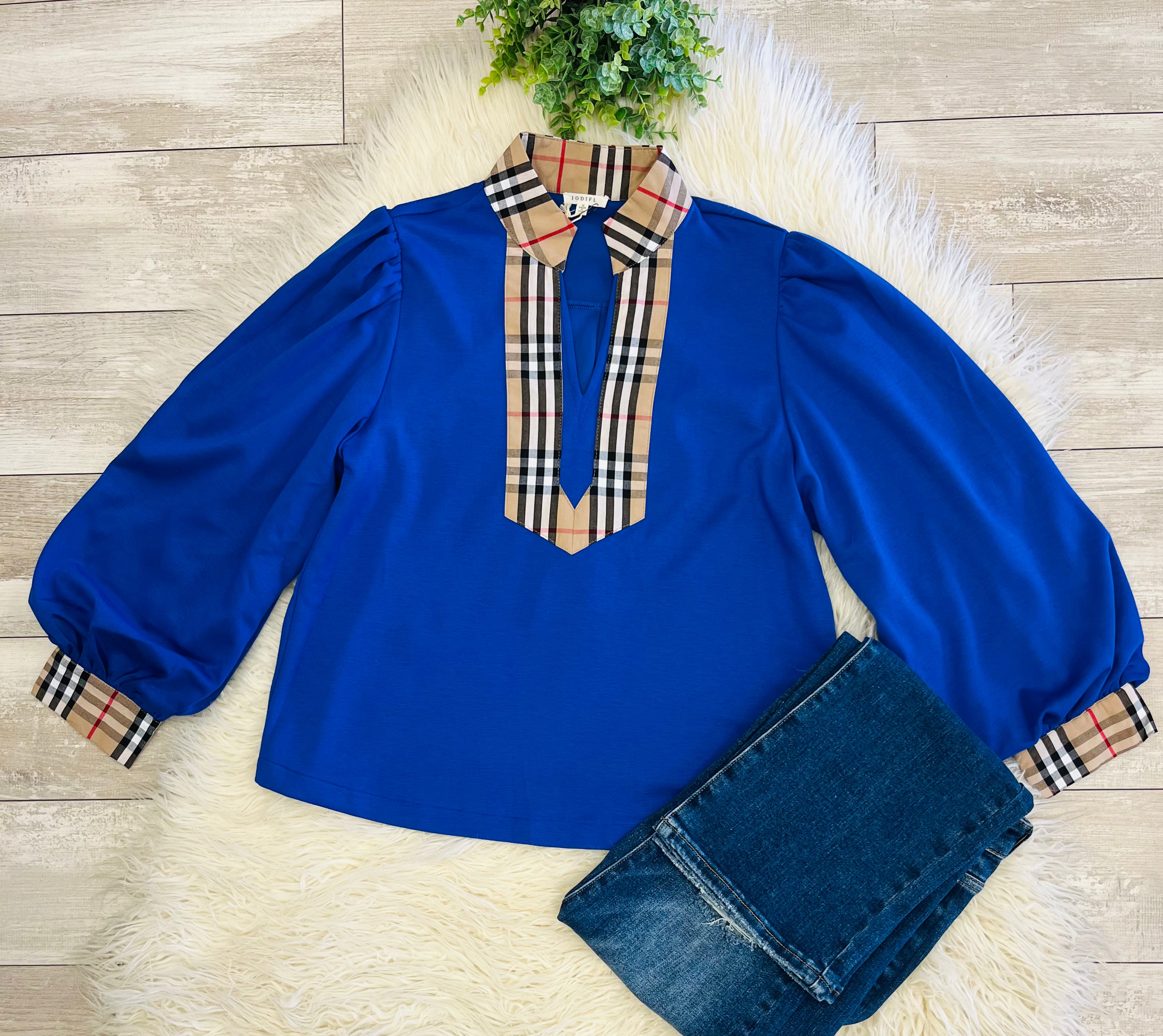 Women’s Jodifl Royal Blue puff sleeve top - true to size