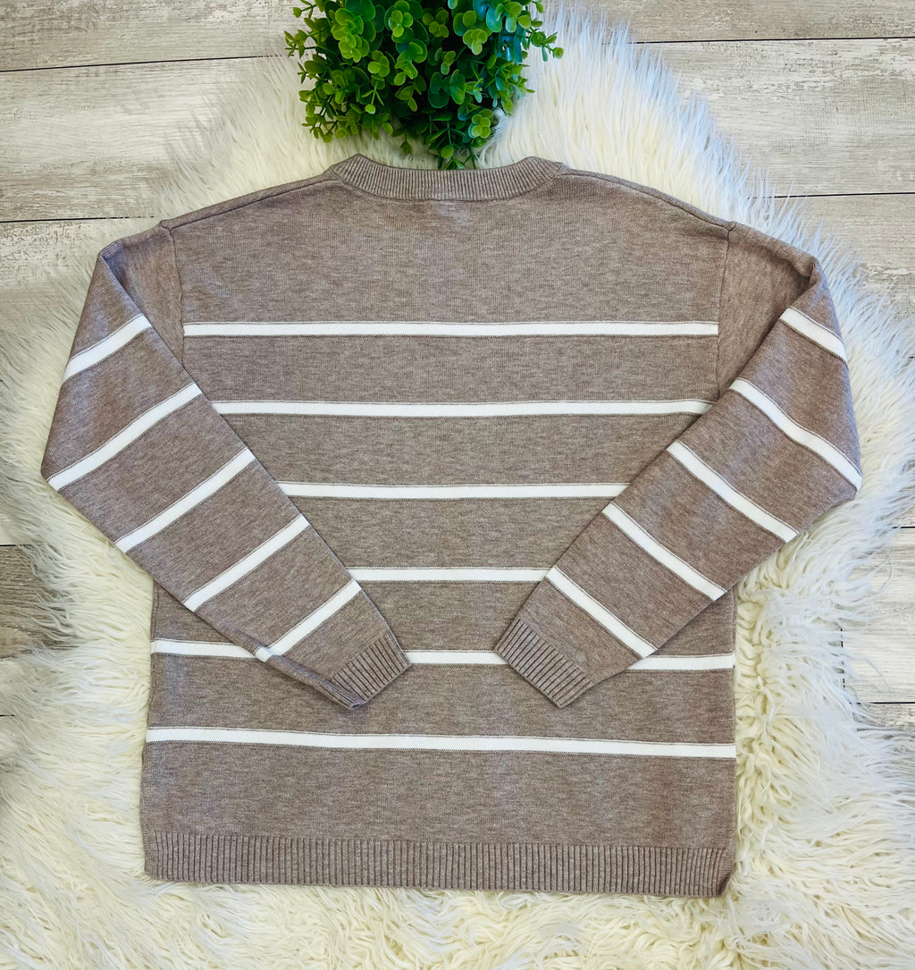 Women’s Zenana Trinity V-Neck Sweater In Light Mocha - True to Size