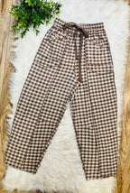 Women’s Brown Gingham Knit Pants- True to Size