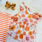 Girl’s Orange Floral and Stripe Set