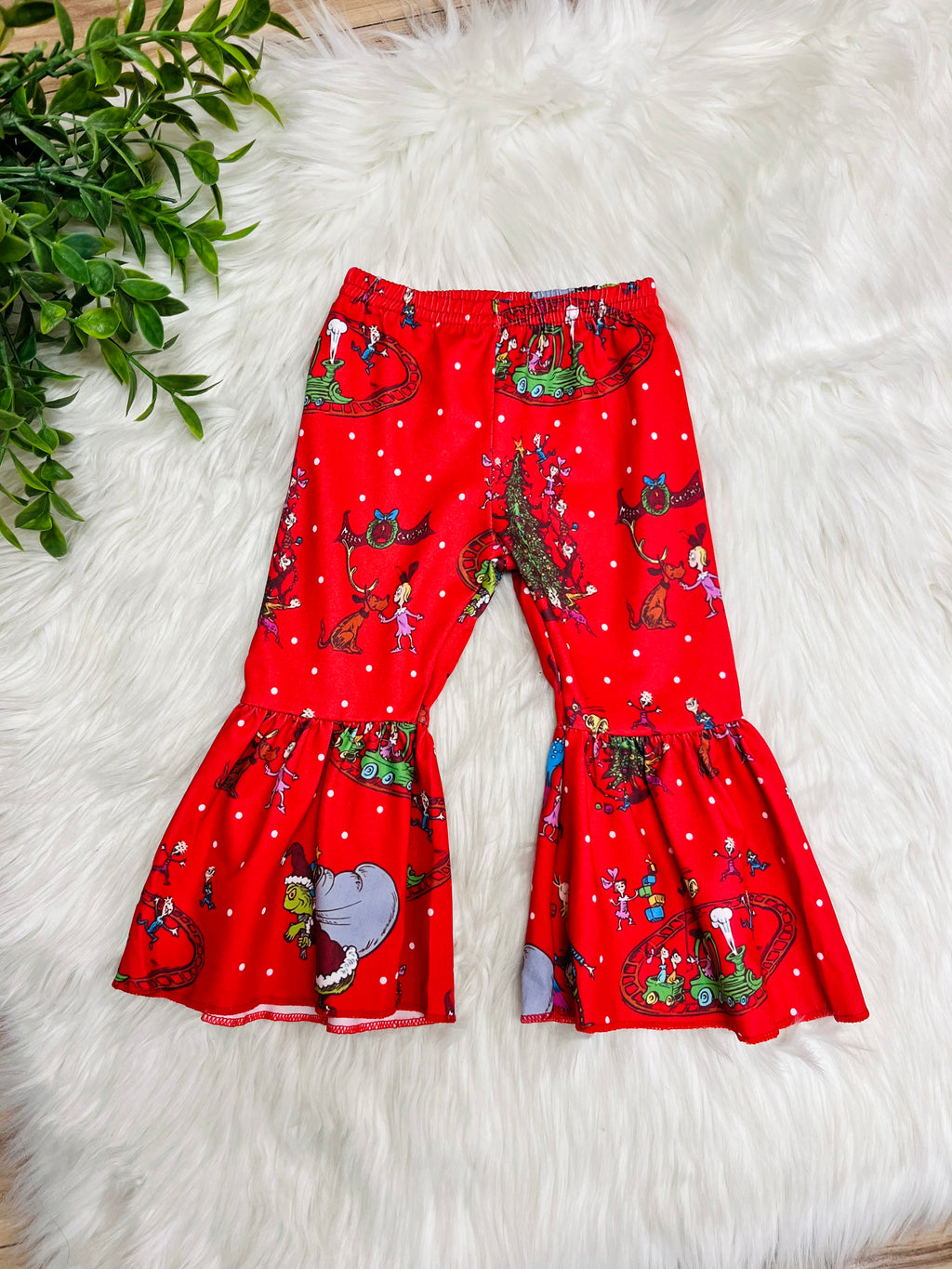 Girl’s Grinch Flare Pant Outfit with Ruffles