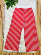 Women’s Zenana Red Striped Ribbed Pant Set