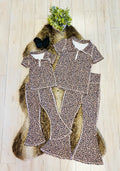 Girl’s Quarter Zip Cheetah Print Flare Pant Outfit