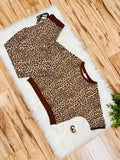 Women’s Anniewear Leopard Texture Knit Top and Wide Pant Set- Loose Fit