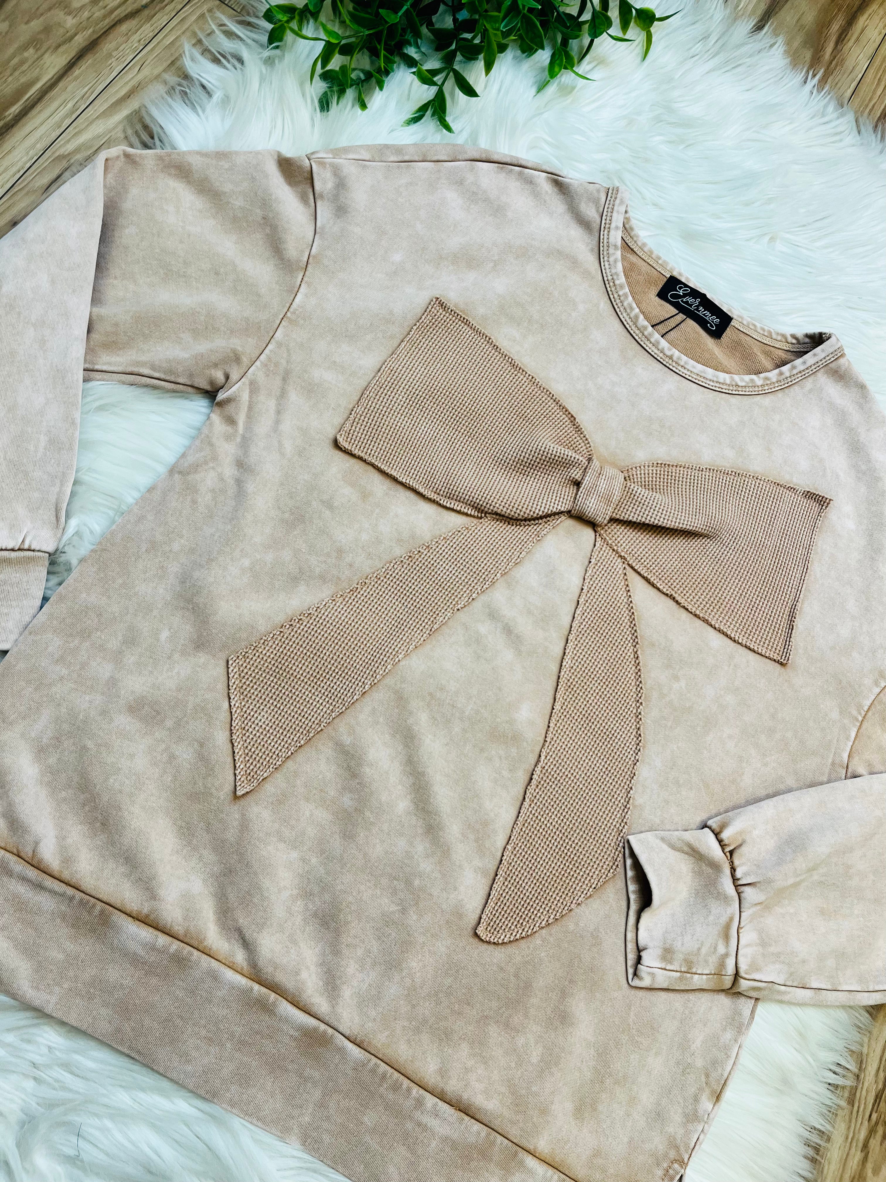 Women’s Evermmee Tan Bow Top- True to Size
