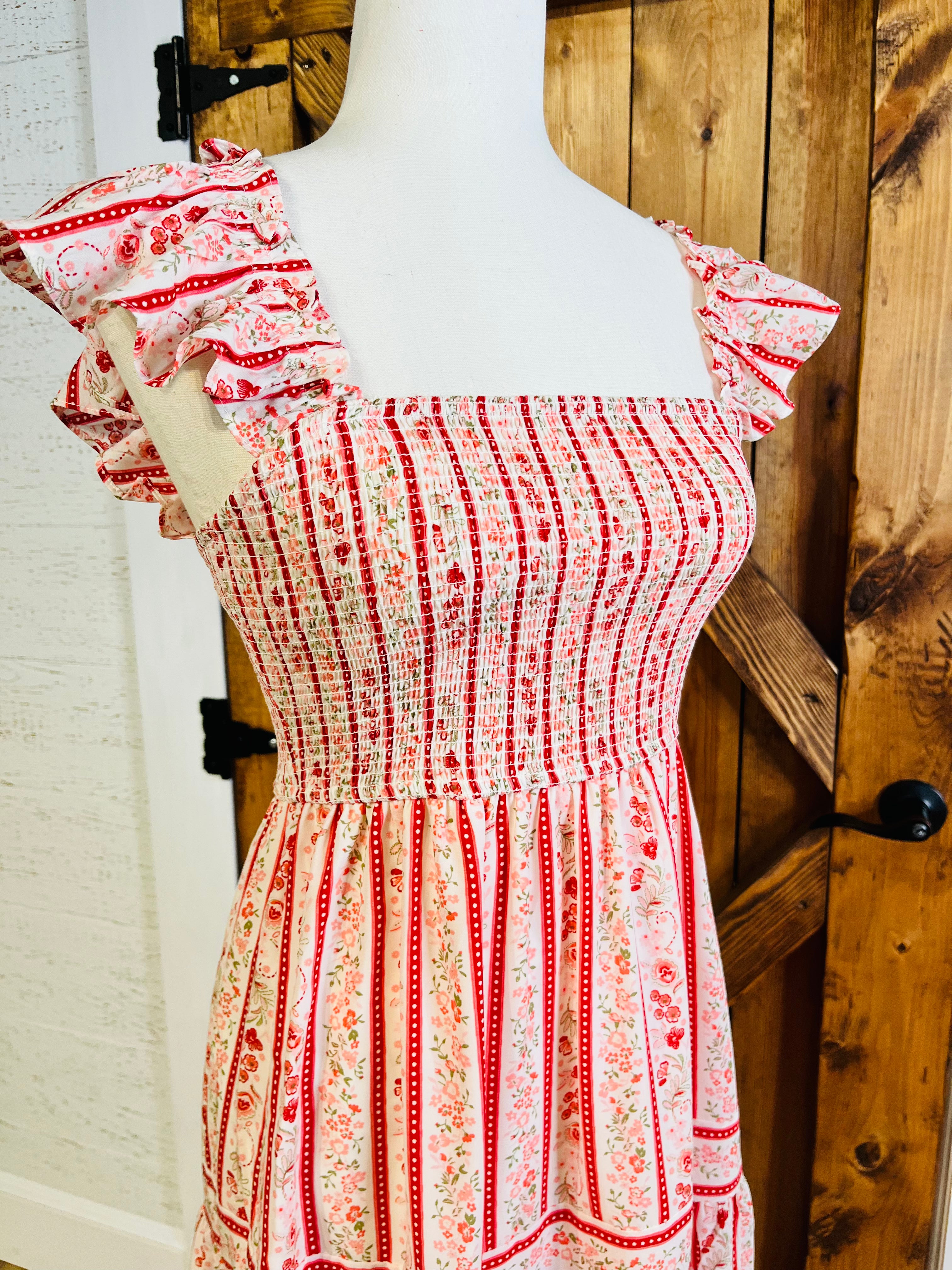 Women’s Blu Pepper Stripe Floral Pattern Dress