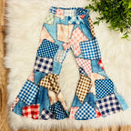 Girl’s Navy Patchwork Flare Pant Set