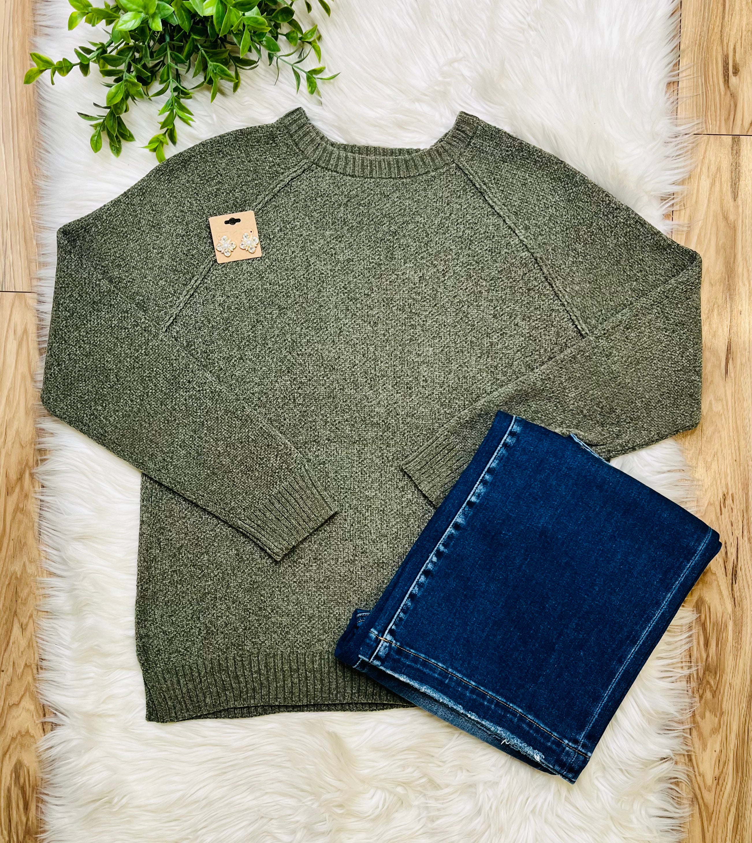 Women’s Zenana Light Olive Exposed Seam Sweater Top- True to Size