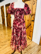 Women’s Blu Pepper Floral Burgundy Dress
