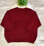 Women’s Zenana Shoulder - Drop Sweater Top in burgundy