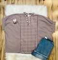 Women’s Gingham Mixed Top- Oversized