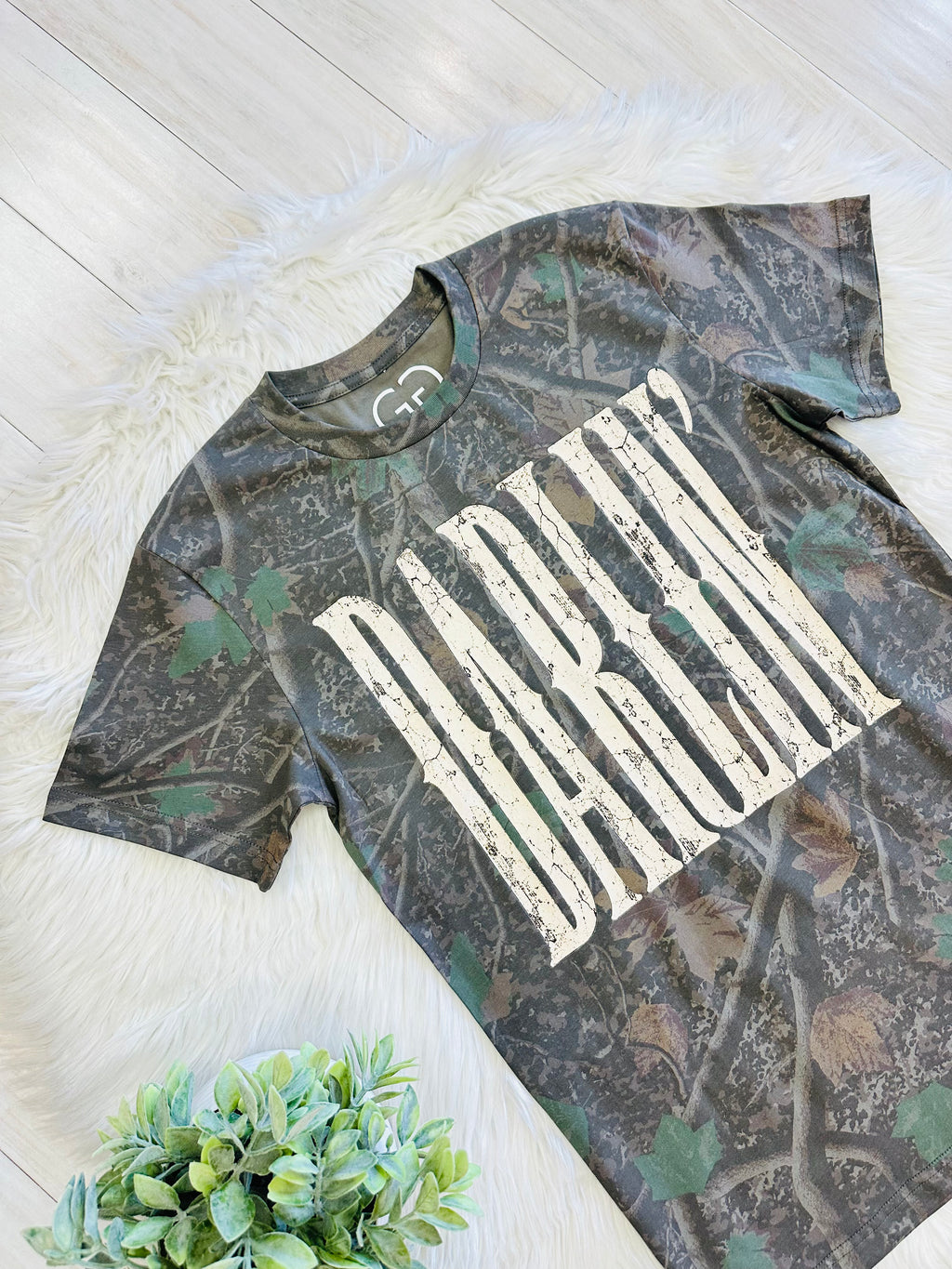 Women’s Camo Graphic Tee featuring Darlin’ in Butter Yellow