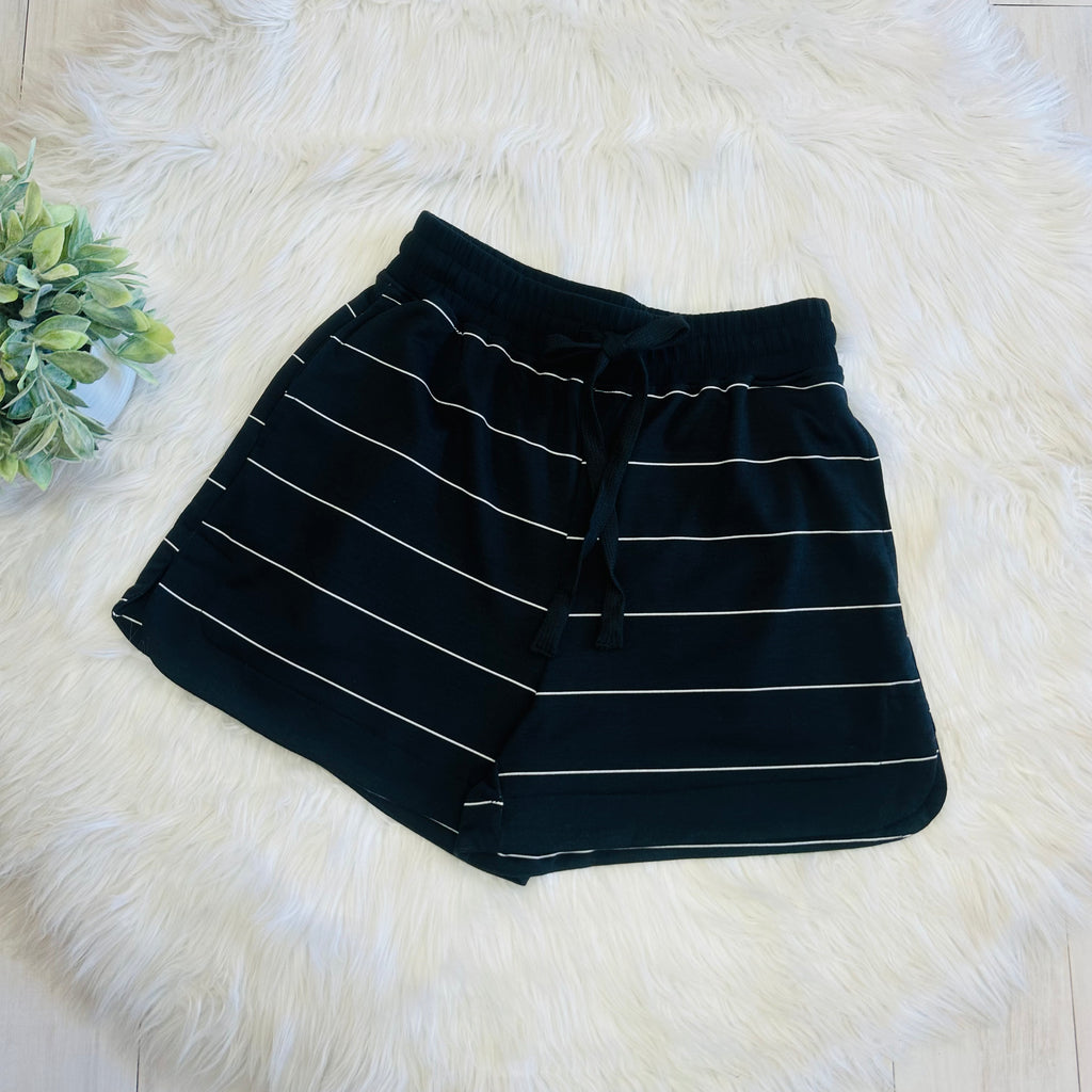 Women’s Evermmee Black Short Set with White Stripes