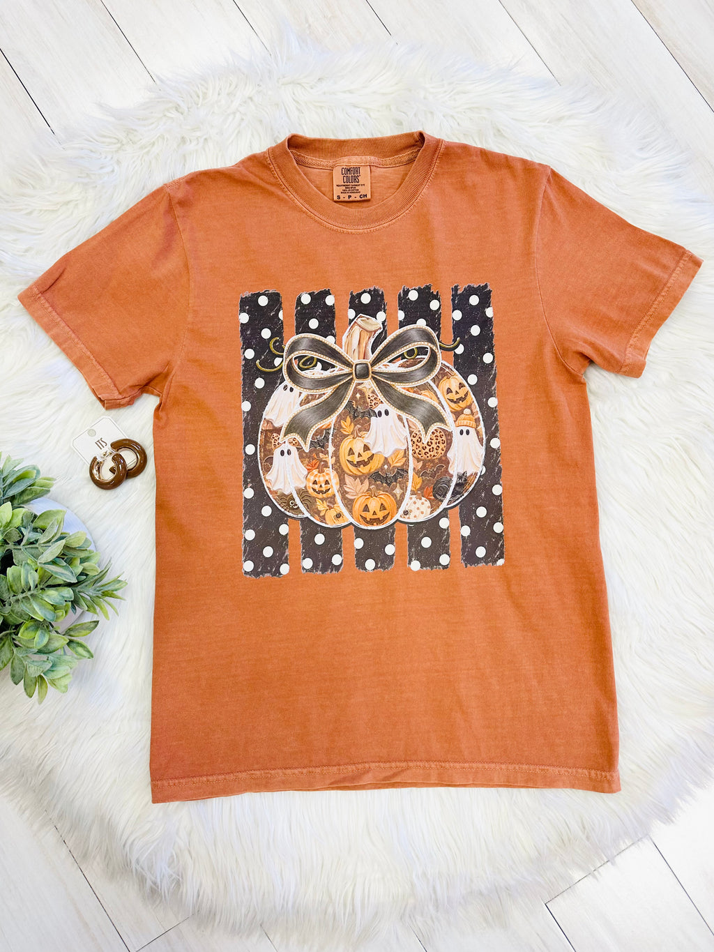 Women’s Comfort Colors Orange Mixed Print Halloween Tee