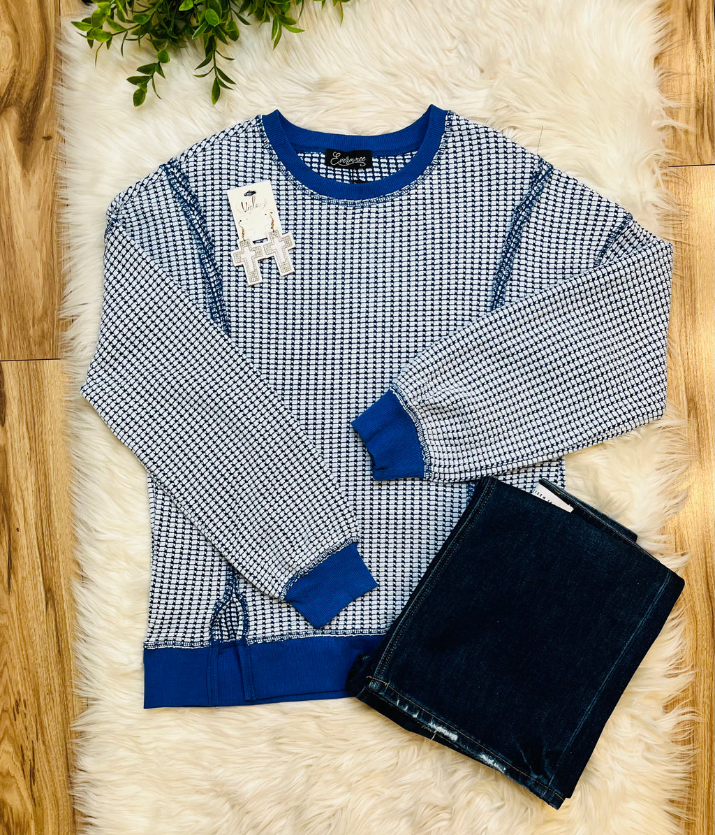 Women’s Evermmee Royal Blue Reverse Stitch Top